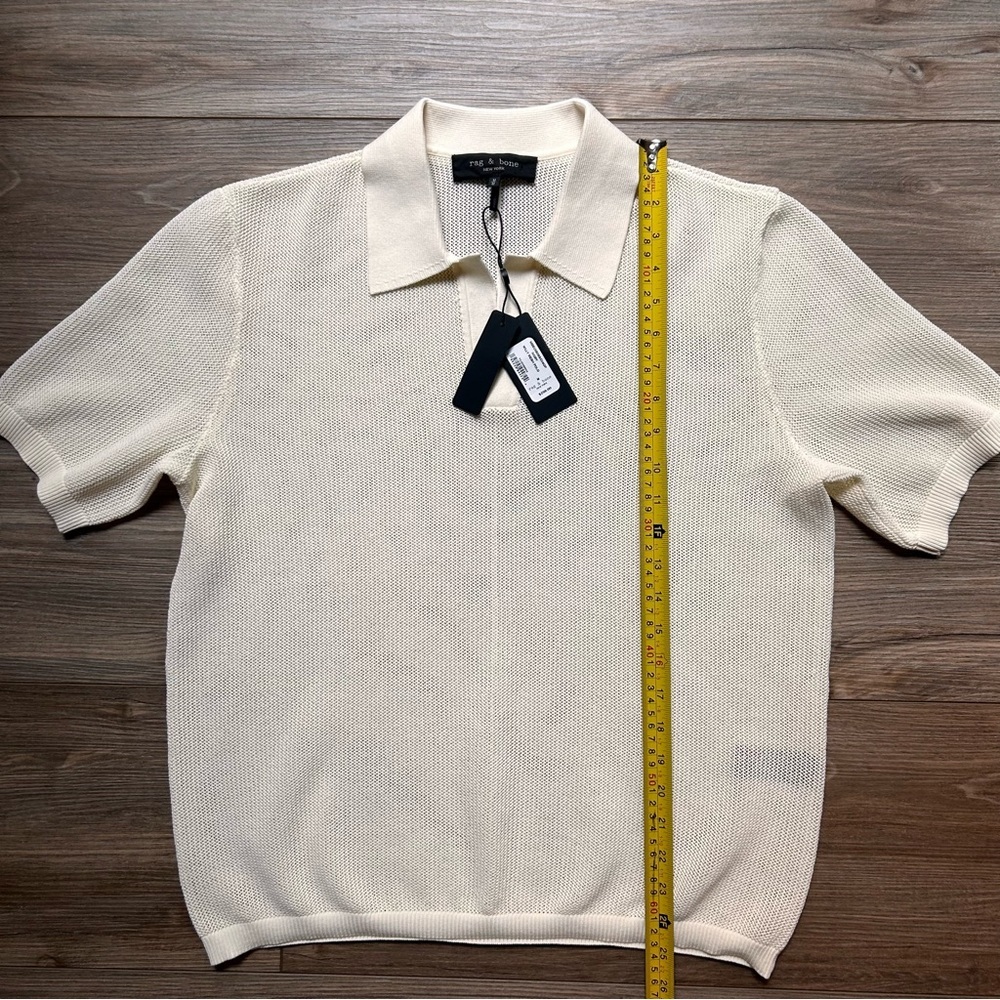 SOLD rag & bone | Willy Mesh Cream Polo Shirt Classic Knit (Medium) - Picture 8 of 14